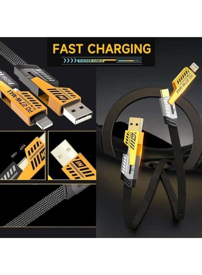 تقليدي كابل شحن متعدد 4 في 1 – شحن سريع USB-A و USB-C إلى Type-C PD 65 واط / 27 واط، كابل 1 متر مع وصلات متعددة متوافق مع iPhone 17/16/15 و iPad - Image 3